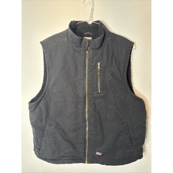 Genuine Dickies Mens Sherpa Vest Jacket Full Zip Up 100% Cotton Pockets Black XL - Picture 1 of 6